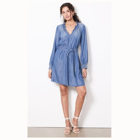Cloth & Stone Ruffle-Neck Mini Tunic Dress Size Medium Anthropologie - Picture 1 of 13